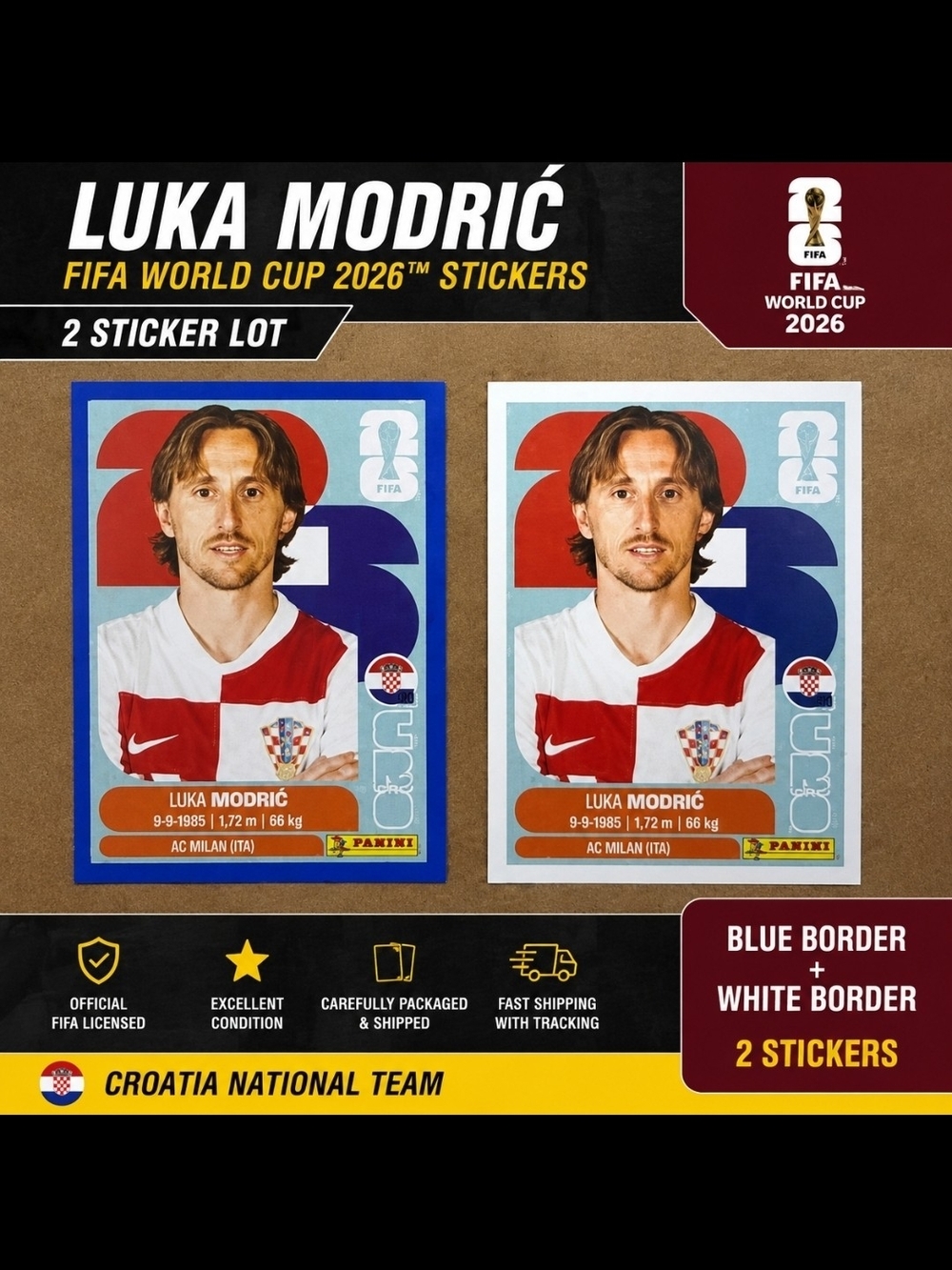 Panini Luka Modrić Stickers - Blue & White Borders